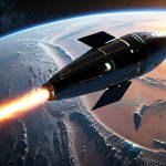 "The Dawn of Expedited Interplanetary Travel"**
    A futuristic, sleek spacecraft powered by a glowing, efficient nuclear thermal propulsion (NTP) engine, depicted with a visible exhaust plume of superheated hydrogen. The vessel is shown rapidly departing Earth orbit, a swirling blue-green marble in the background, with its trajectory clearly aimed towards a prominently featured, vividly red Mars in the distance. The scene should convey speed, cutting-edge technology, and the optimistic vision of humanity's accelerated journey to the Red Planet. Lighting is sharp, emphasizing the spacecraft's advanced design against the cosmic backdrop of stars and faint nebulae. Highly detailed, cinematic, high-resolution.

2.  **Prompt for