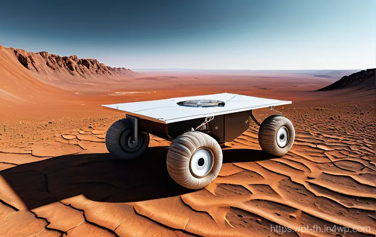 화성 대기 분석 기술의 발전 - **Prompt:** A sophisticated Mars rover, resembling Perseverance, is actively analyzing the Martian a...