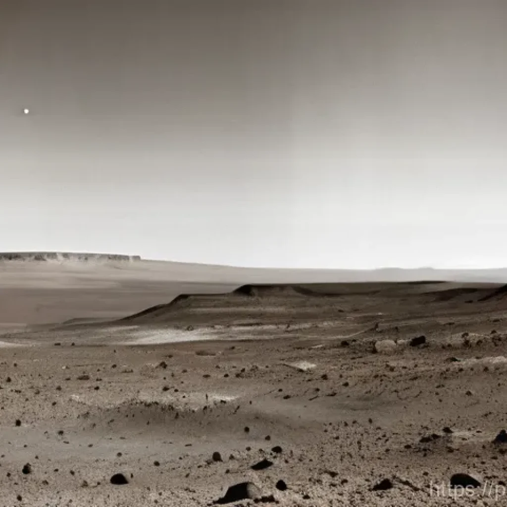 화성 탐사를 위한 최첨단 카메라 기술 - **"A vintage, sepia-toned photograph capturing the very first pioneering, blurry yet profoundly evoc...