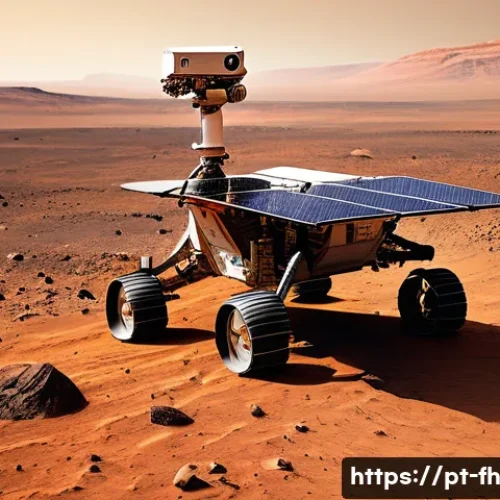 화성 탐사에서의 태양 에너지 활용 - **Prompt:** A rugged Martian rover, similar to Perseverance, with its advanced, extendable solar arr...