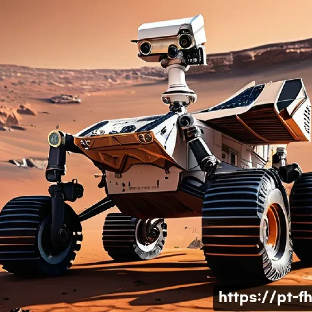 화성 탐사 로버의 자율 주행 기술 - A highly detailed Mars rover navigating rocky and uneven Martian terrain using advanced stereo camer...
