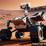 Home 22 화성 탐사 로버의 자율 주행 기술 - A highly detailed Mars rover navigating rocky and uneven Martian terrain using advanced stereo camer...