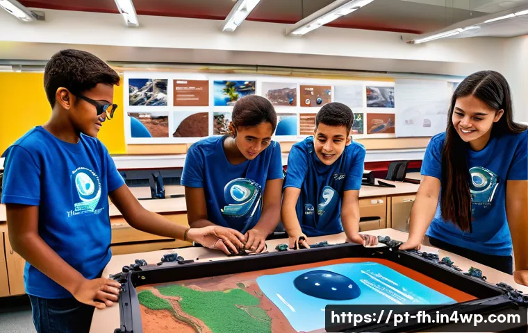 화성 탐사에 대한 대중의 인식 변화 - A vibrant and detailed scene showing a diverse group of Brazilian students in a modern classroom, en...