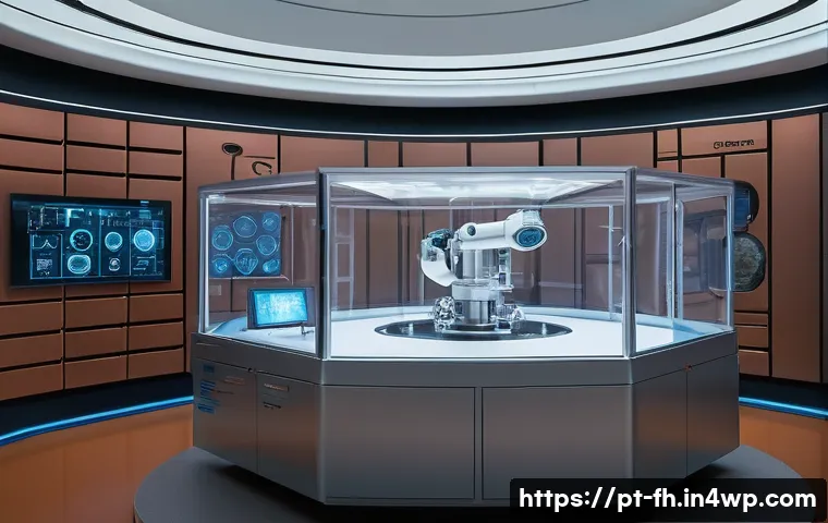 화성 탐사와 우주 생명체 탐사 윤리 - A futuristic Mars exploration laboratory scene showcasing a sterilization chamber where a robotic ar...